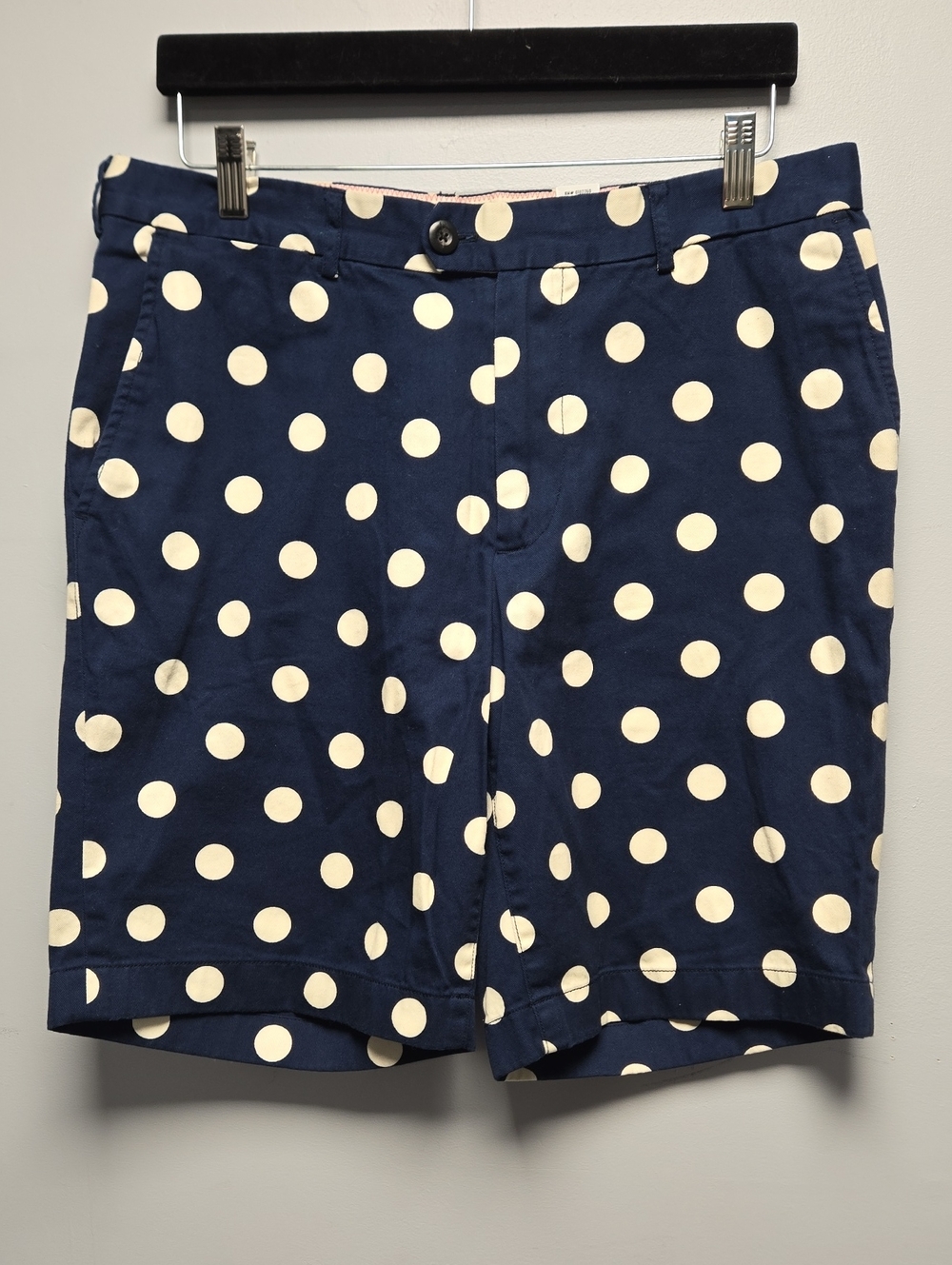 Jack Spade Navy Blue With Cream Off White Polka Dots Preppy Shorts Size 34